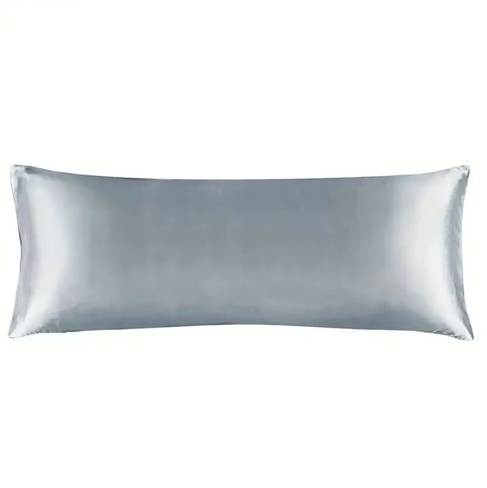 Luxury Silky Satin Body Pillowcase with Zipper Closure, Silver Grey, 20